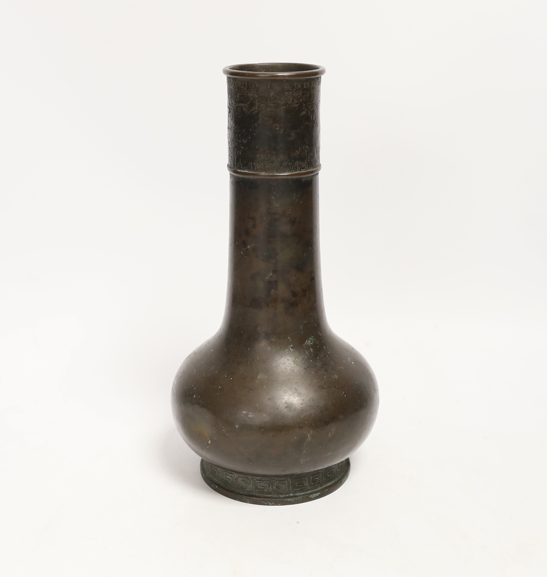 A Chinese bronze bottle vase, Song-Ming dynasty, 23cm
